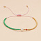 Adjustable Glass Seed Beads Braided Bead Bracelets for Women, with Imitation Pearl, Two Tone, Sea Green