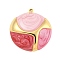 Ion Plating(IP) 304 Stainless Steel Pendants, with Enamel, Real 18K Gold Plated, Half Round Charm, Colorful, 26x24x5mm, Hole: 1.5mm