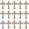 40Pcs Golden Alloy Pendants, with Rhinestone, Corss Charms, Cadmium Free & Nickel Free & Lead Free, Crystal, 27x16.5x2mm, Hole: 1.6mm