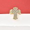 Brass Micro Pave Cubic Zirconia Cuff Rings for Women, Cadmium Free & Lead Free, Cross, Real 18K Gold Plated, 22.5mm