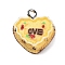 Resin Pendants, with Platinum Iron Eye Pin, Heart, 17x16x7mm, Hole: 2mm