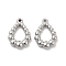Non-Tarnish 304 Stainless Steel Pendants, Teardrop Charm, Stainless Steel Color, 22.5x16x4mm, Hole: 1.5mm