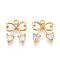 Brass Micro Pave Cubic Zirconia Charms, Bowknot, Real 18K Gold Plated, 15x12.5x3.5mm, Hole: 1.5mm