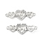 Brass Micro Pave Clear Cubic Zirconia Connector Charms, Cadmium Free & Nickel Free & Lead Free, 3 Heart Links, Platinum, 10.5x29.5x3mm, Hole: 1.5mm
