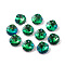 Electroplate Glass Pendants, Back Plated, Faceted, Shell Charms, Green, 16x16x7~7.5mm, Hole: 1.4~1.5mm