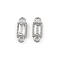 304 Stainless Steel Pave Clear Cubic Zirconia Rectangle Links Connector Charms, Stainless Steel Color, 9.5x3.5x2mm, Hole: 1.2mm