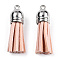Faux Suede Tassel Pendant Decorations, with CCB Plastic Cord Ends, Platinum, 33~35x10mm, Hole: 2.5mm