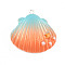 Opaque Resin Pendants, with Platinum Tone Iron Loop, Two Tone, Shell with Star, Dark Orange, 33.5~34.5x31.5~32.5x8.5mm, Hole: 2mm
