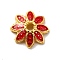 Multi-Petal Alloy Enamel Bead Caps, Cadmium Free & Lead Free, Golden, Flower, Red, 7.5x7x2mm, Hole: 1mm