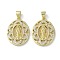 Rack Plating Brass Cubic Zirconia Pendants, Lead Free & Cadmium Free, Oval with Saint, Real 18K Gold Plated, 22x16.5x2.5mm, Hole: 5x3.5mm