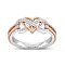 Heart & Infinity Alloy with Crystal Rhinestone Finger Rings for Women, Rose Gold, US Size 7(17.3mm)