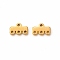 304 Stainless Steel Chandelier Component Links, 4-Loop Connector, Rectangle, Golden, 5x8x1.5mm, Hole: 1mm