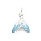 Brass Micro Pave Cubic Zirconia Pendants, Cadmium Free & Nickel Free & Lead Free, with Enamel, Fishtail Charms, with Jump Ring, Silver, 16x12x3mm, Hole: 3.5mm