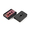 Retro Opaque Resin Cabochons, Music Cassette Tape, Black, Rhombus Pattern, 15x24x5mm
