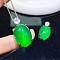 Dyed Natural Green Chalcedony Pendants, Brass Clear Cubic Zirconia Oval Charms, Platinum, 27x15x10.5mm, Hole: 6x3.5mm