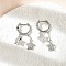 Brass Micro Pave Clear Cubic Zirconia Huggie Hoop Earrings, Long-Lasting Plated, Star, Real Platinum Plated, 32.5mm, Pin: 0.9mm