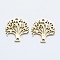316 Surgical Stainless Steel Micro Pave Cubic Zirconia Links connectors, Tree, Clear, Golden, 15x15x2mm, Hole: 1mm