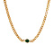 Golden Stainless Steel Oval Pendant Necklace Curb Chains, Green, no size