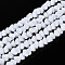 Opaque Glass Beads Strands, Triangle, Faceted, White, 3~3.5x4~4.5x4~4.5mm, Hole: 0.8mm, about 121~131pcs/strand, 14.37~15.35 inch(36.5~39cm)