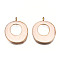 Alloy Enamel Pendants, Donut, Light Gold, Old Lace, 29x24x2.5mm, Hole: 2mm