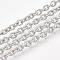 Brass Cable Chains, Textured, Unwelded, Cadmium Free & Nickel Free & Lead Free, with Spool, Oval, Real Platinum Plated, 5.5x4.5x1mm, about 32.8 Feet(10m)/roll