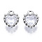 Brass Inlaid Clear Cubic Zirconia Charms, Cadmium Free & Nickel Free & Lead Free, Heart, Platinum, 10x8x3mm, Hole: 1.4mm