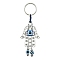 Alloy with Resin Evil Eye Charms Keychains, with Iron Split Ring, Hamsa Hand, 10.6cm