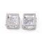 Hollow Brass Clear Cubic Zirconia Charms, Cadmium Free & Nickel Free & Lead Free, Cube, Platinum, 7.5x7.5x7.5mm, Hole: 5x5mm