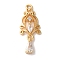 Brass Micro Pave Clear Cubic Zirconia Pendants, Nickle Free, Teardrop with Heart, Real 18K Gold Plated, 24x10x3mm, Hole: 1.4mm