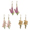 3 Pair 3 Style Flower of Life Alloy Enamel Dangle Earrings with 304 Stainless Steel Pins, Mixed Color, 50~55.5x15.5~20mm, 1 Pair/style