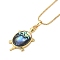 Rack Plating Natural Paua Shell Pendants Necklace, Brass Box Chain Necklaces, Turtle, 17.72 inch(45cm), Pendant: 31.5x17mm