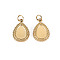 304 Stainless Steel Charms Cabochon Settings, with Jump Rings, Teardrop, Real 14K Gold Plated, Tray: 8x6mm, 14x10x2mm, Jump Ring: 3.8x0.5mm, 2.8mm inner diameter