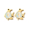 304 Stainless Steel Enamel Charms, Ion Plating(IP), Golden, Fish, 14x12.5x1.5mm, Hole: 1.2mm