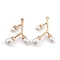 Zinc Alloy Pendants, with Plastic Beads, Branch, Light Gold, 28.5x25x7mm, Hole: 1.2mm
