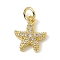 Brass Micro Pave Cubic Zirconia Charms, Cadmium Free & Lead Free, with Jump Rings, Starfish Charms, Real 18K Gold Plated, 13.5x10.5x2mm, Hole: 3.4mm