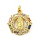 Virgin Mary Theme Rack Plating Brass Micro Pave Cubic Zirconia Pendants, Long-Lasting Plated, Cadmium Free & Lead Free, Real 18K Gold Plated, Flat Round, 18x16x3.5mm, Hole: 2.5mm