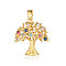 Brass Micro Pave Cubic Zirconia Pendants, Cadmium Free & Nickel Free & Lead Free, Tree of Life Charms, Real 18K Gold Plated, 23x21x3.1mm