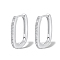 Rhodium Plated 925 Sterling Silver Micro Pave Cubic Zirconia Hoop Earrings for Women, Oval, Platinum, 14x10x1.5mm