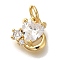 Rack Plating Brass Micro Pave Cubic Zirconia Charms, Cadmium Free & Lead Free, Long-Lasting Plated, Heart, Real 18K Gold Plated, 9x9.5x3.5mm, Hole: 3mm