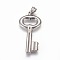 Tarnish Resistant 304 Stainless Steel Big Pendants, Key, Stainless Steel Color, 49x23x3mm, Hole: 5x6.5mm