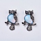 Gemstone Pendant, with Alloy Findings and Rhinestone, Owl, 50x35x7.5~9mm, Hole: 5x8mm