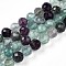 Natural Fluorite Beads Strands, Round with Faceted, 7.5~8mm, Hole: 1mm, about 23~26pcs/strand, 7.36~7.72''(18.7~19.6cm)