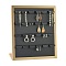 PU Leather Earring Displays, with Wood, Jewelry Display Stand, Black, 30.2x13.1x34.8cm