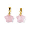 Natural Rose Quartz Charms, with Golden Plated Brass Findings, Faceted Star, Star: 12x12.5x5.5mm, Hole: 3.5x4mm