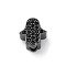 Brass Cubic Zirconia Beads, Cadmium Free & Lead Free, Hamsa Hand, Black, 12.5x10.5x5.5mm, Hole: 2.5mm