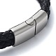 Мужские плетеные черные браслеты из искусственной кожи BJEW-K243-65AS-3