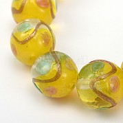 Круглой формы ручной работы Золотые пески ухабистой Lampwork бисер LAMP-L043-08