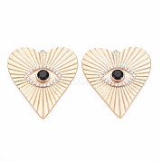 Подвески из латуни с прозрачным микропейвом и черным фианитом KK-S356-752