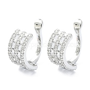 Серьги-каффы из латуни с микропаве и кубическим цирконием EJEW-C086-12P