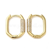 Овальные серьги-кольца из латуни с прозрачными фианитами EJEW-Q791-05G